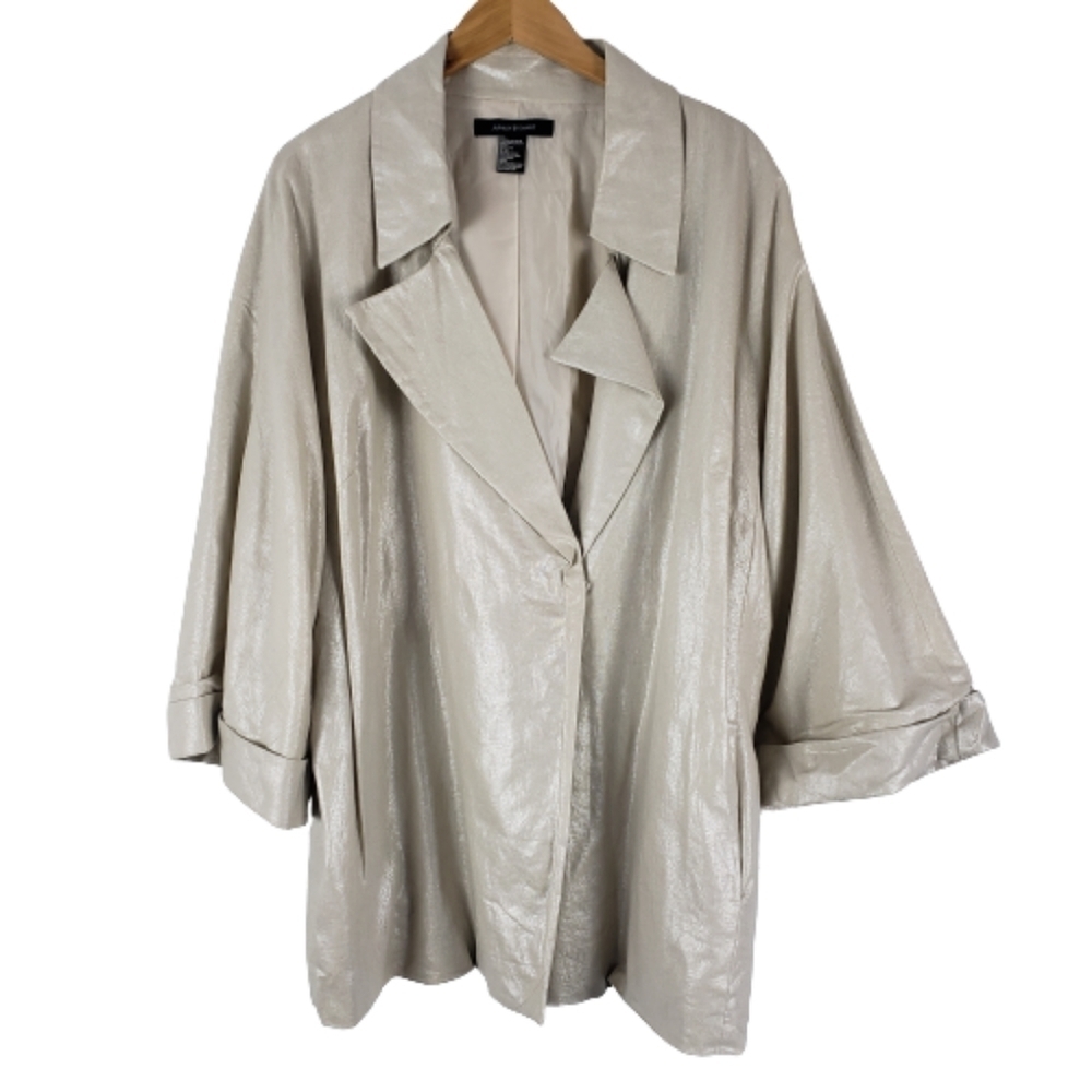 Ashley Stewart cream metallic collar jacket